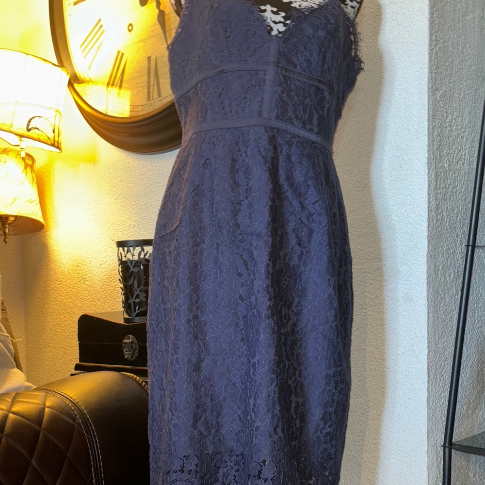 KEEPSAKE the Label Lace Midi Dress in Deep Blue